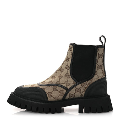 Gucci GG Supreme Monogram Ankle Booties 39 Mystic White Beige Ebony Black 1 of 11