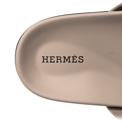 Hermes Calfskin Womens Chypre Sandals 37 Beige Mastic 7 of 9