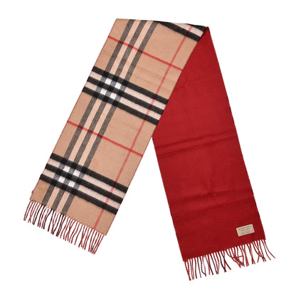Burberry Cashmere Giant Check Fringe Scarf Camel Parade Red 3 of 5