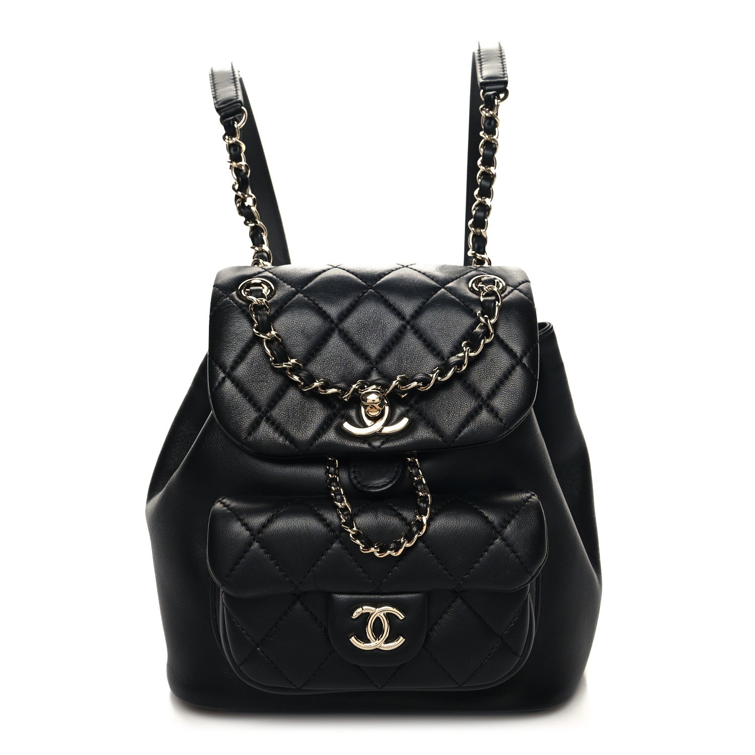 Chanel Lambskin Quilted Small Duma Drawstring Backpack Black 1 of 10