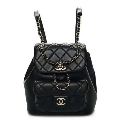 Chanel Lambskin Quilted Small Duma Drawstring Backpack Black 1 of 10