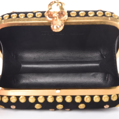 Alexander McQueen Embroidered Skull Box Clutch Black Gold 5 of 7