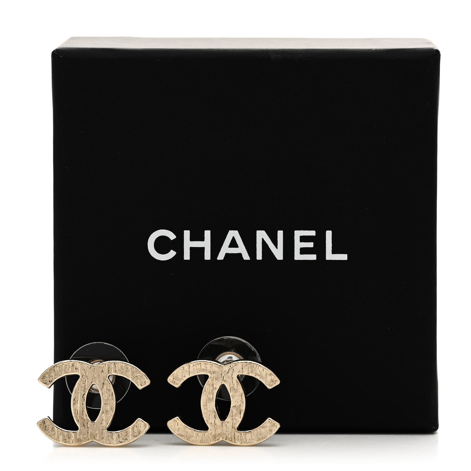 Chanel Metal Textured CC Earrings Gold 5 of 5