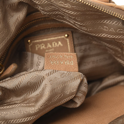 Prada Deerskin Tamponato Pleated Tote Sughero 7 of 17