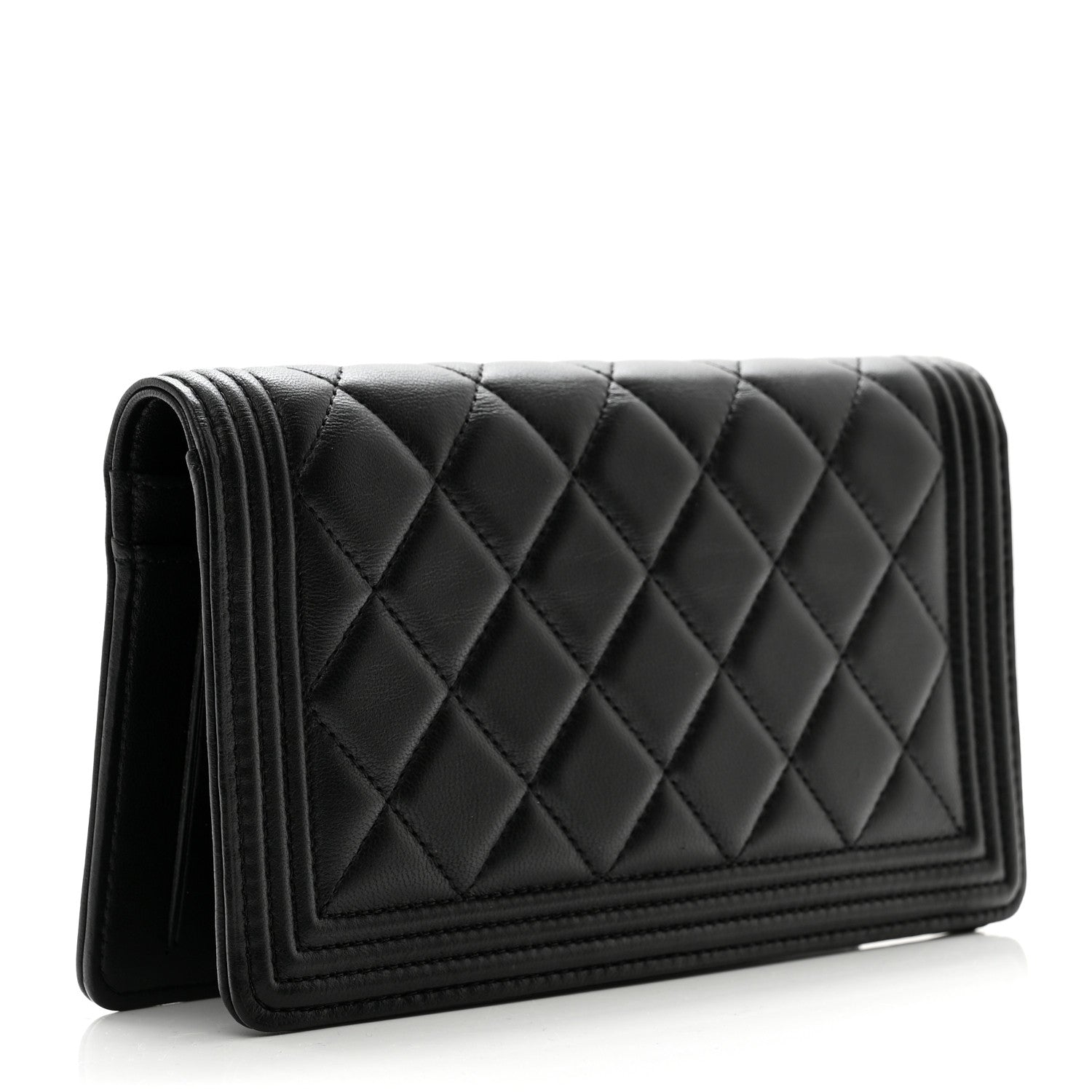 Chanel Lambskin Quilted Boy Yen Wallet Black 3 of 9