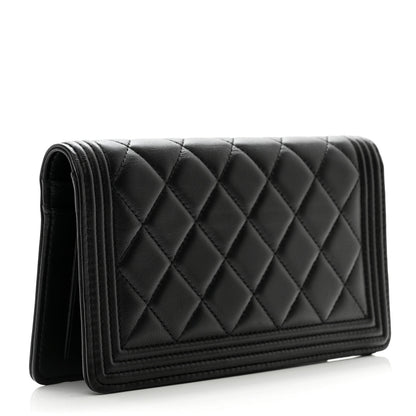 Chanel Lambskin Quilted Boy Yen Wallet Black 3 of 9