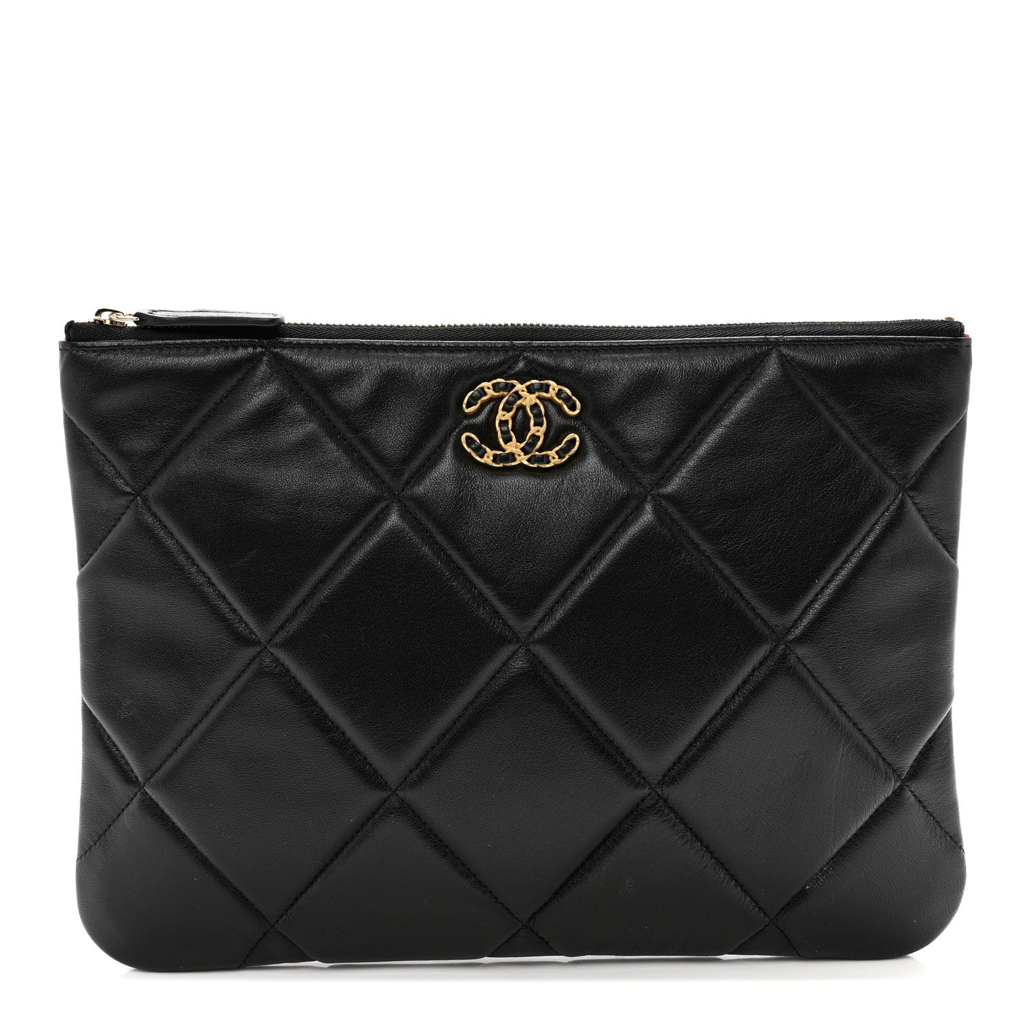 Chanel Lambskin Quilted Large Chanel 19 Cosmetic Case Black 1 of 12