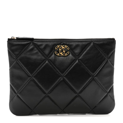 Chanel Lambskin Quilted Large Chanel 19 Cosmetic Case Black 1 of 12