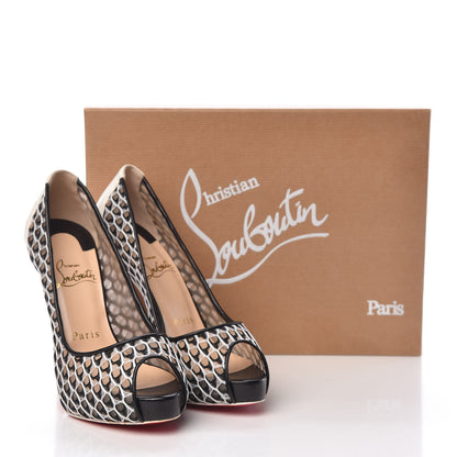 Christian Louboutin Maxi Fishnet Very Lace 120 Pumps 36 Version Latte Black 10 of 10