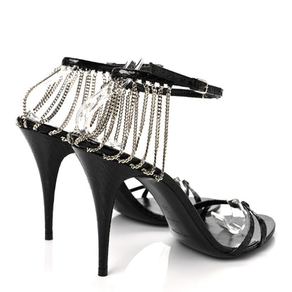 Saint Laurent Ayers Laquer Chain Sunset 95 Pumps 38 Black 4 of 13