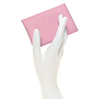 Hermes Epsom Calvi Duo Card Case Mauve Sylvestre 2 of 9