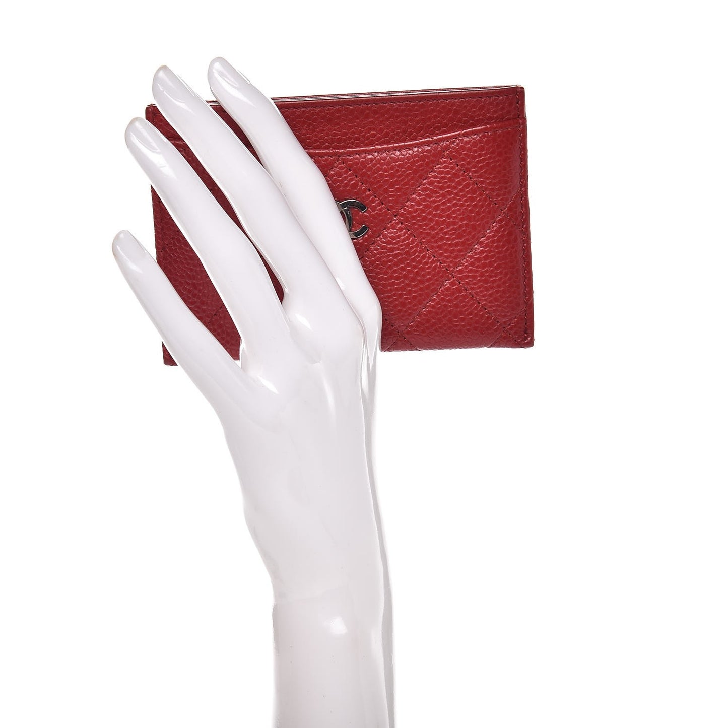 Caviar Quilted Card Holder Red