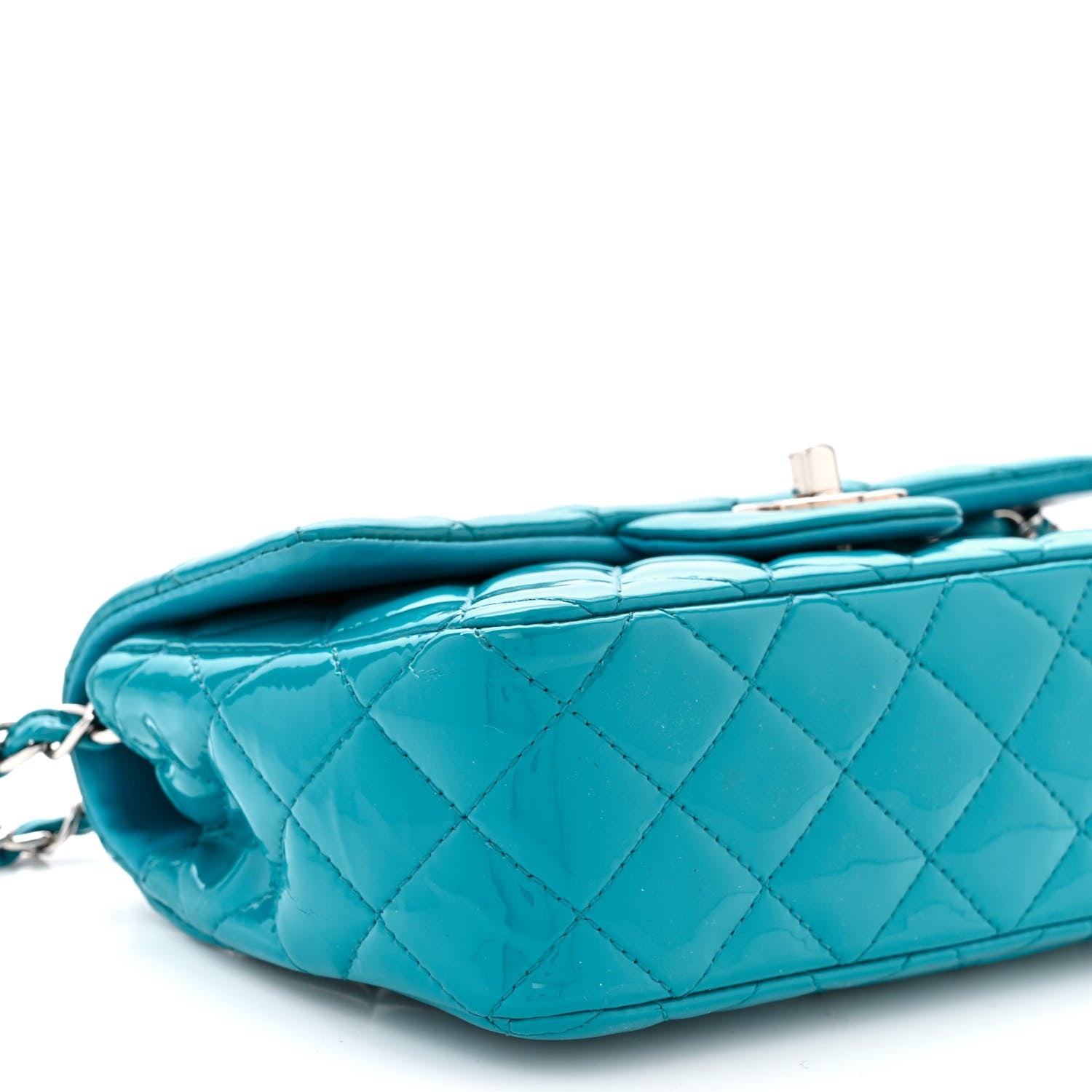 Chanel Patent Quilted Mini Rectangular Flap Turquoise 9 of 10