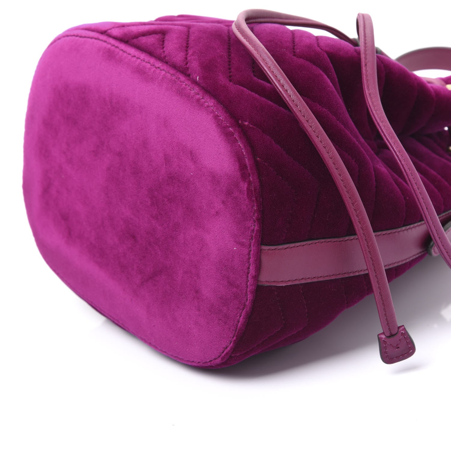 Gucci Velvet Matelasse GG Marmont Bucket Bag Fuchsia Violet Cyclamen 6 of 9