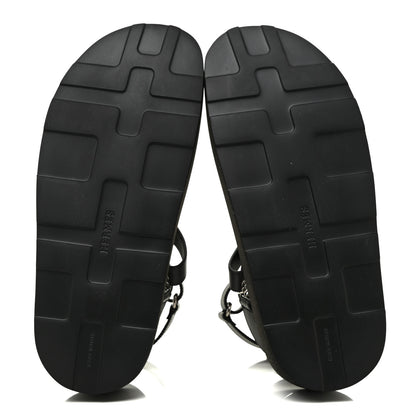 Hermes Calfskin Womens Enid Sandals 38.5 Black 6 of 8
