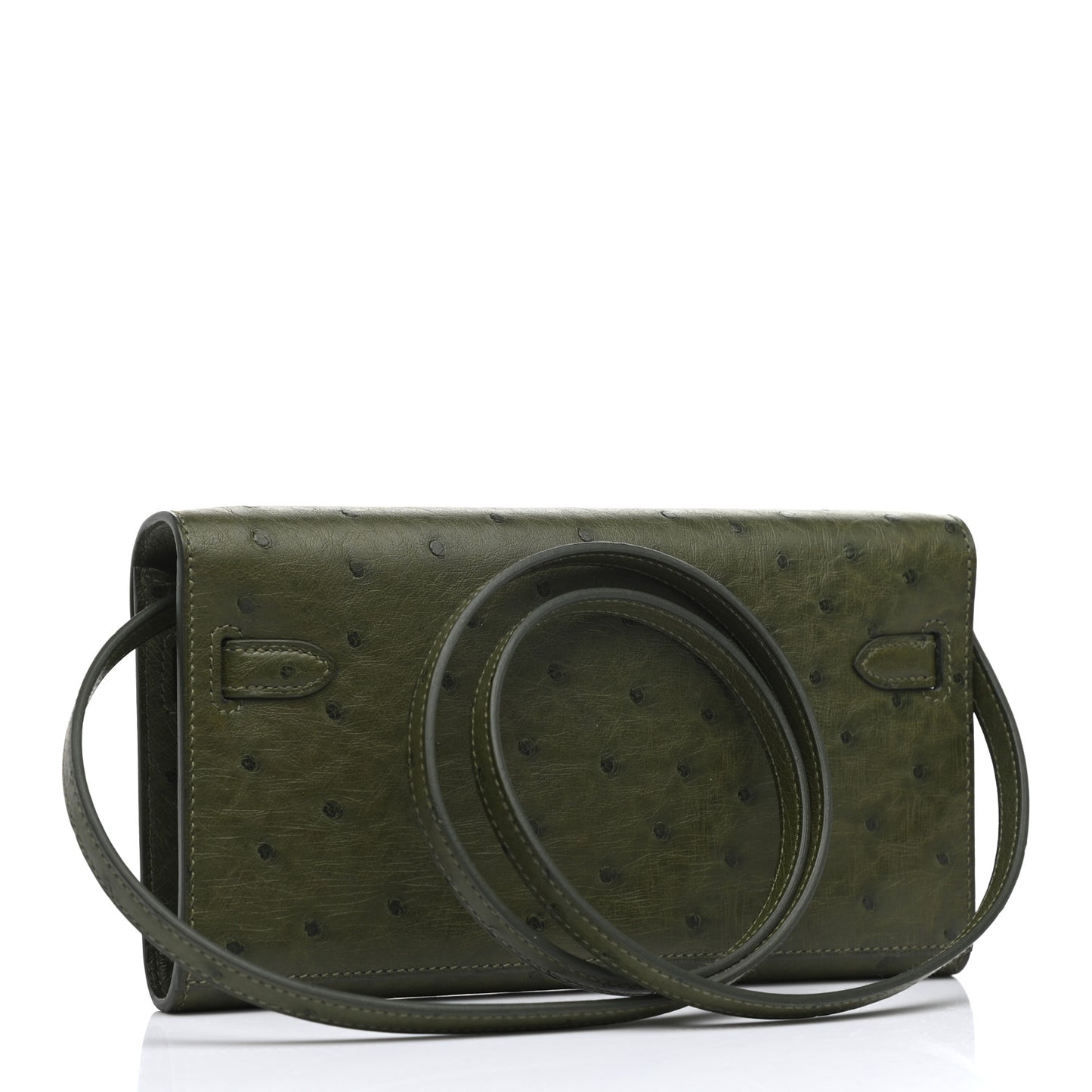 Ostrich Kelly Wallet To Go Vert Veronese