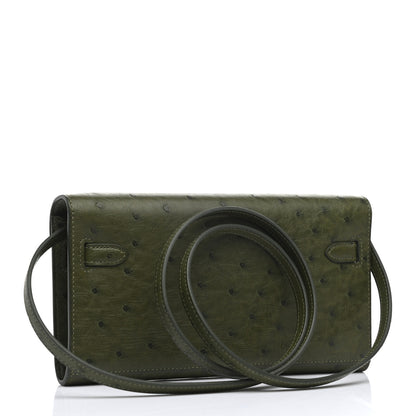 Hermes Ostrich Kelly Wallet To Go Vert Veronese 2 of 10