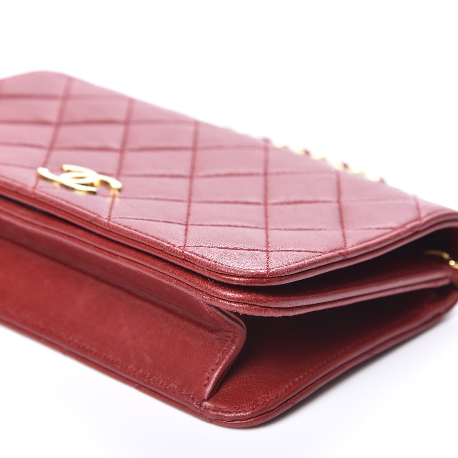 Chanel Lambskin Quilted CC Wallet On Chain WOC Red 6 of 8