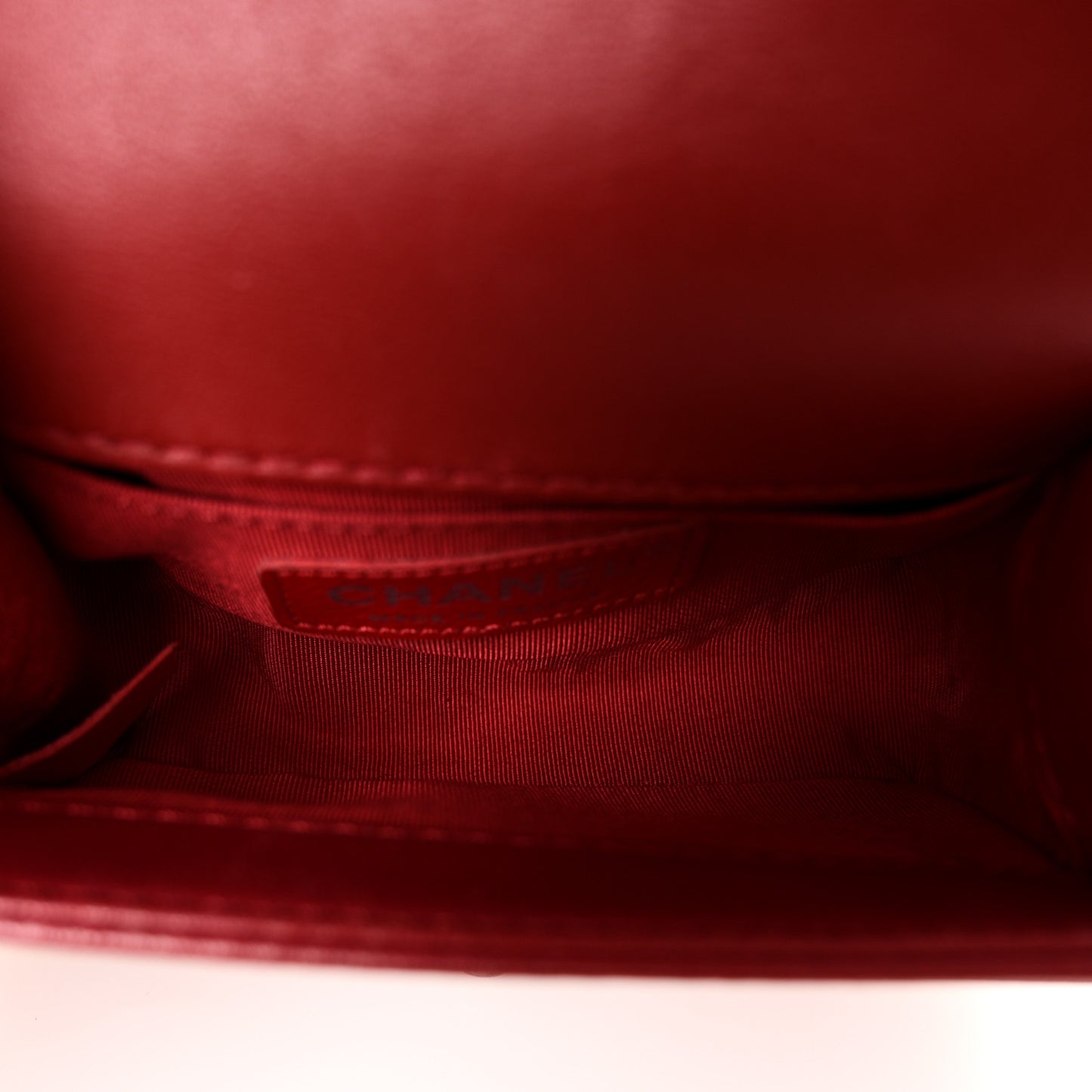 Calfskin Quilted Mini Boy Flap Black Red