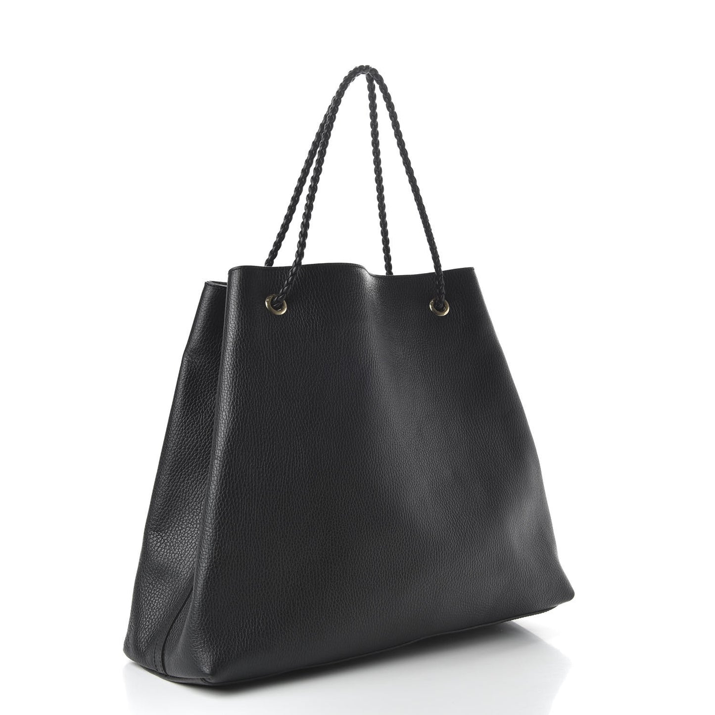 Calfskin Large Gifford Braided Handle Tote Black