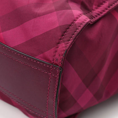 Burberry Nylon Check Small Buckleigh Packable Tote Bright Burgundy 10 of 12