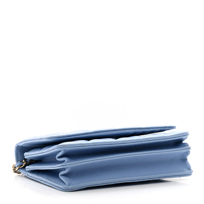 Chanel Lambskin Quilted Mini Wallet On Chain WOC Light Blue 3 of 11
