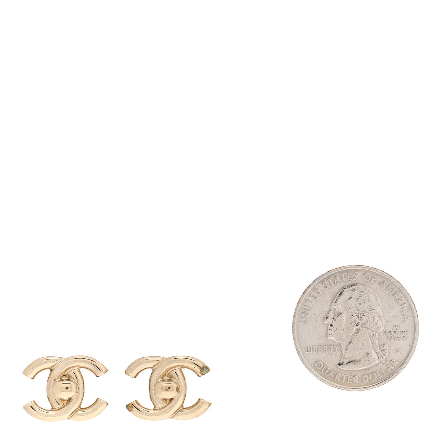 Metal CC Turnlock Earrings Gold