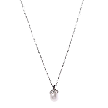 Tiffany Sterling Silver Pearl Heart Cap Pendant Necklace 2 of 6
