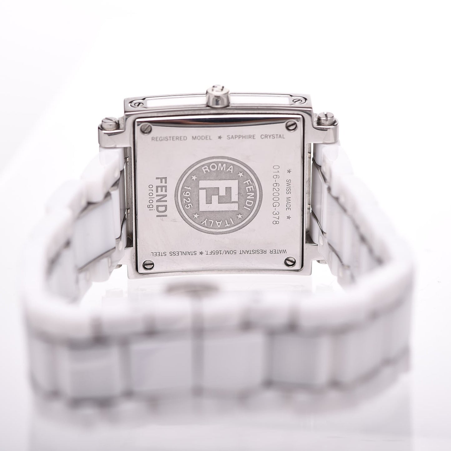 Stainless Steel Ceramic Diamond Bezel 30mm Quadro Quartz Watch White