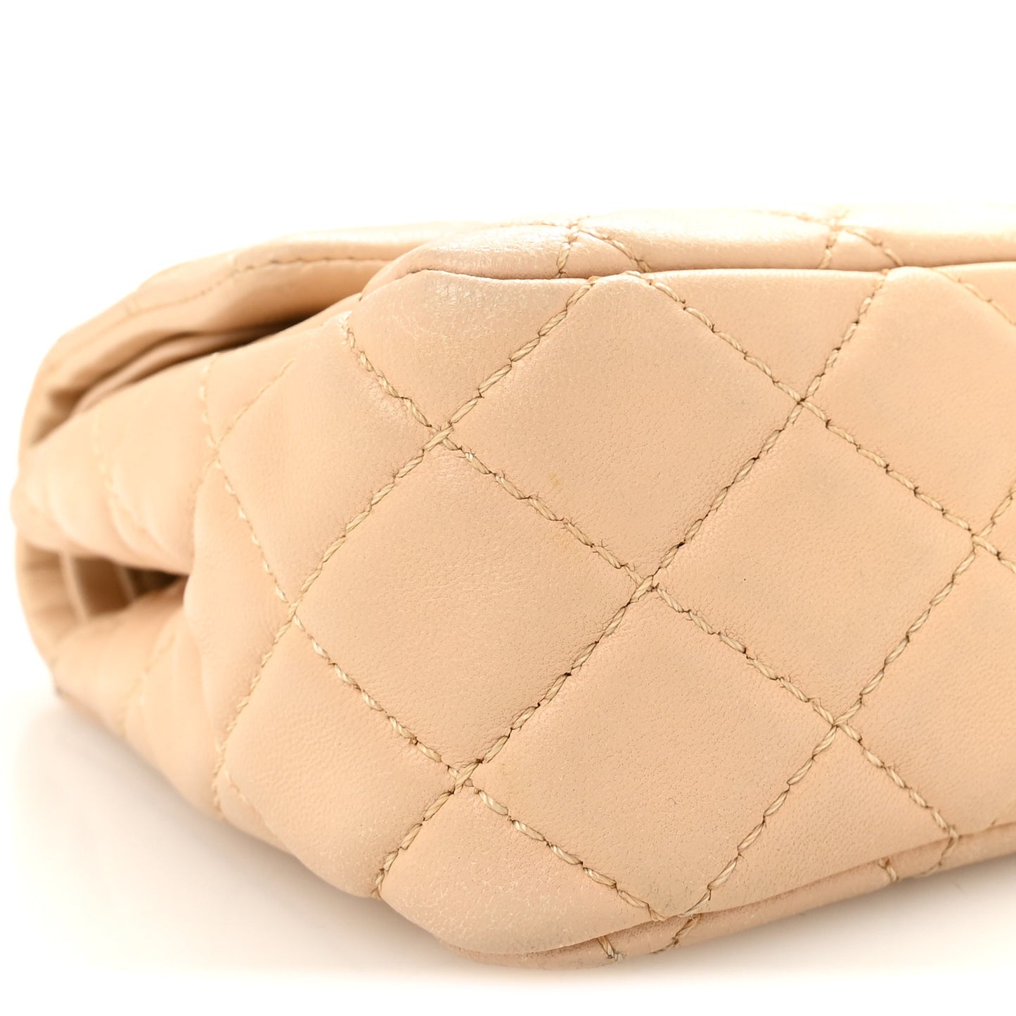 Lambskin Quilted Medium Double Flap Beige