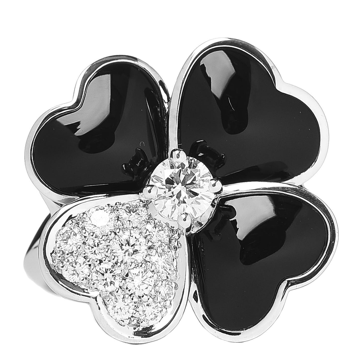 18K White Gold Black Onyx Diamond Medium Cosmos Ring 49 4.75
