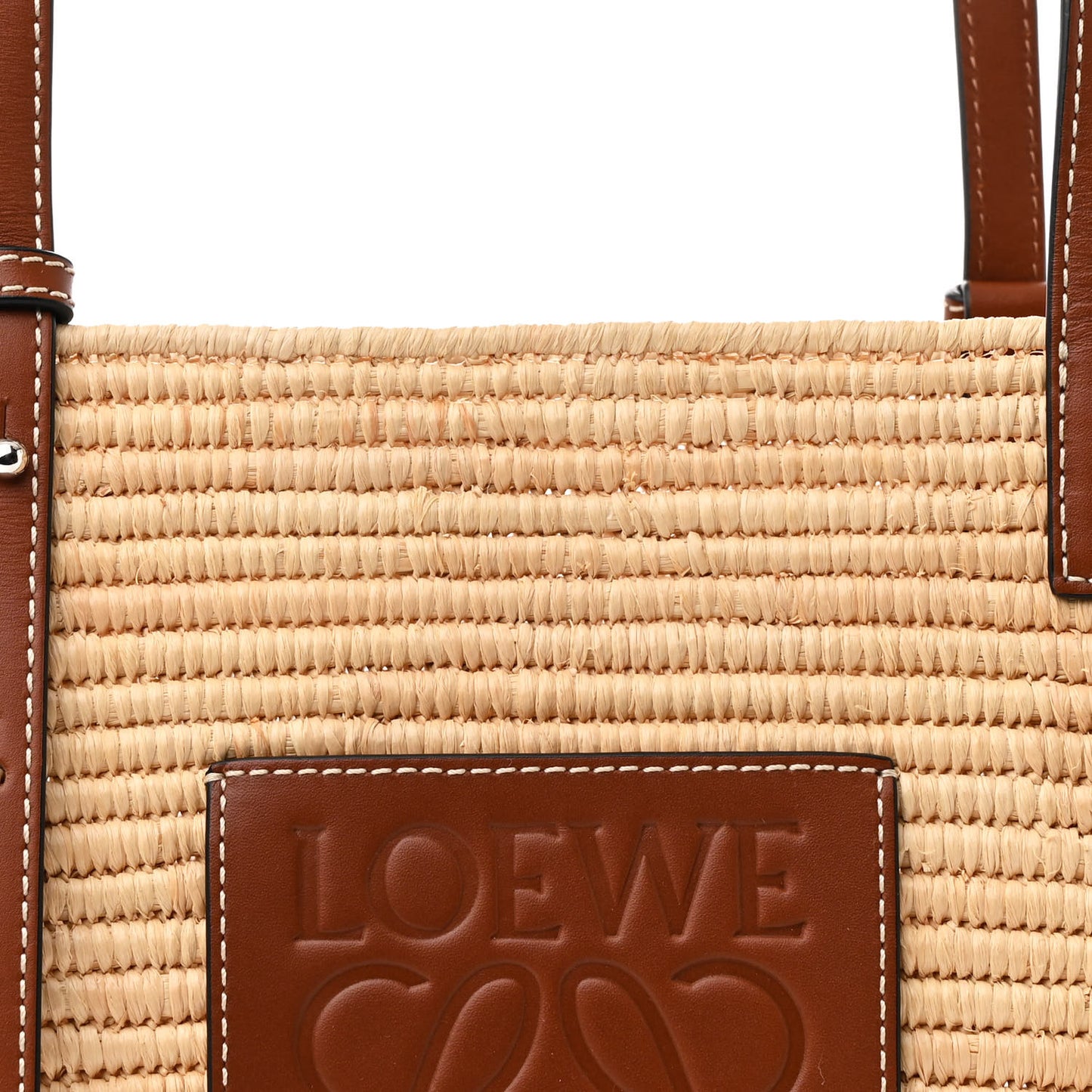 Raffia Small Square Basket Tote Bag Natural Tan