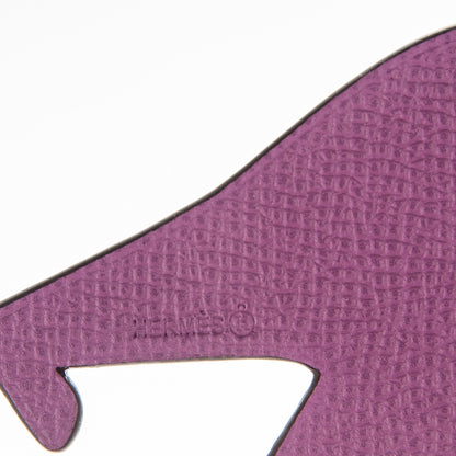 Hermes Togo Epsom Petit H Bear Bag Charm GM Gris Mouette Cyclamen 3 of 3