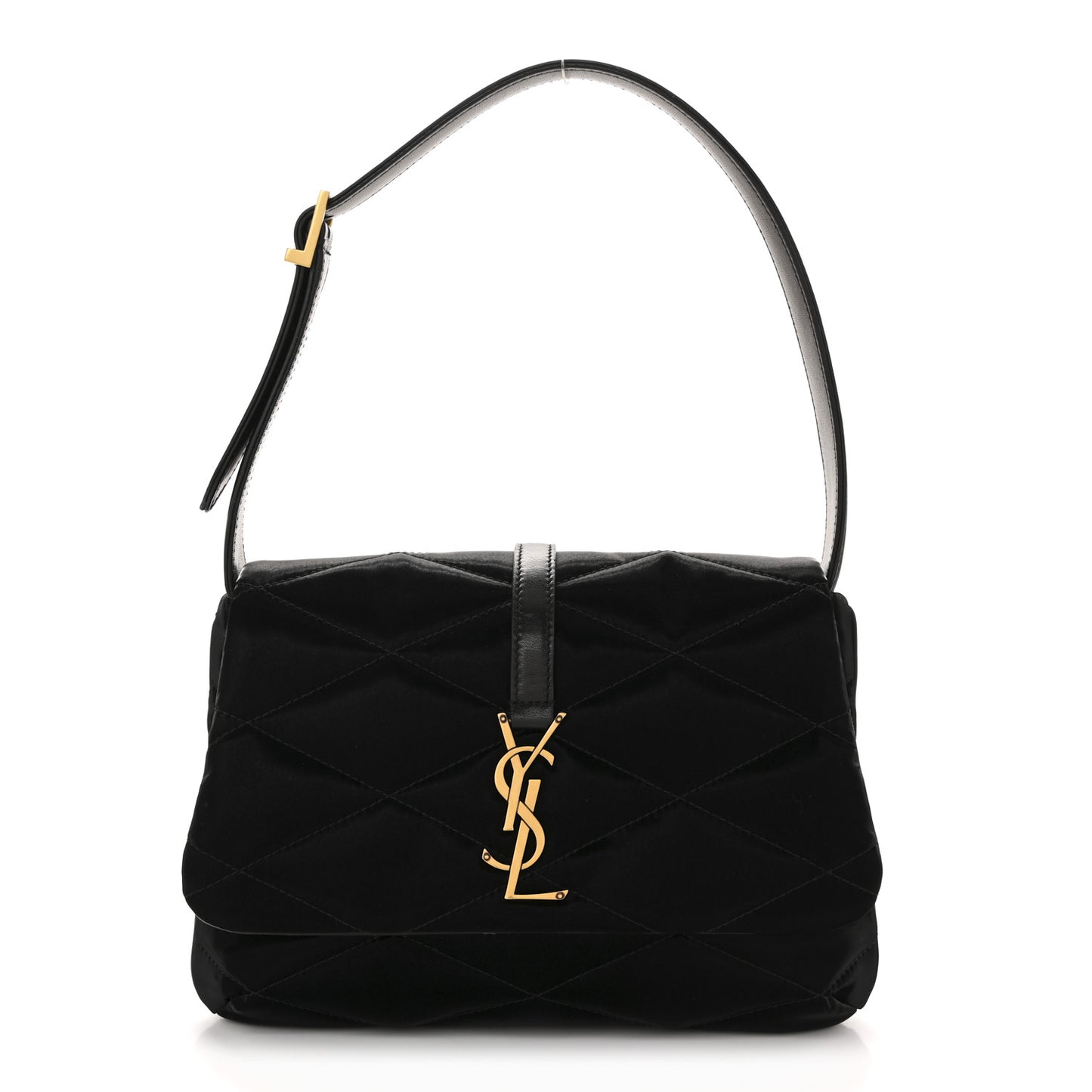 Satin Quilted Le 57 Diamond Shoulder Bag Black