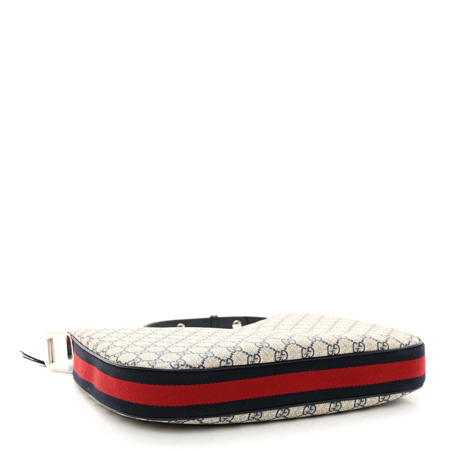 Gucci GG Supreme Monogram Textured Calfskin Web Large Attache Shoulder Bag Beige Blue 4 of 10