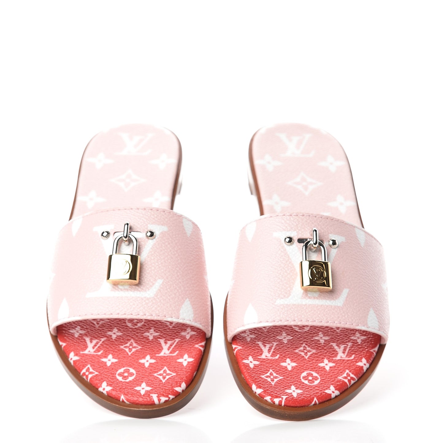 Monogram Giant Lock It Flat Mule 38 Rouge Rose
