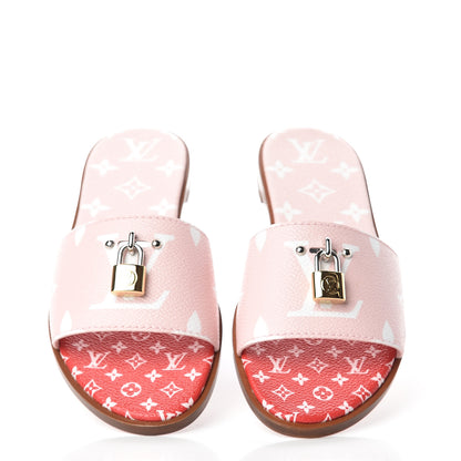 Louis Vuitton Monogram Giant Lock It Flat Mule 38 Rouge Rose 5 of 10