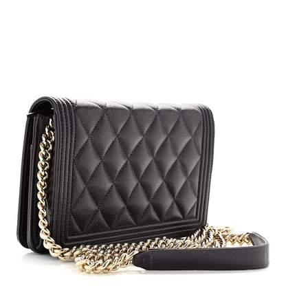 Chanel Caviar Quilted Boy Wallet On Chain WOC Dark Purple 3 of 12