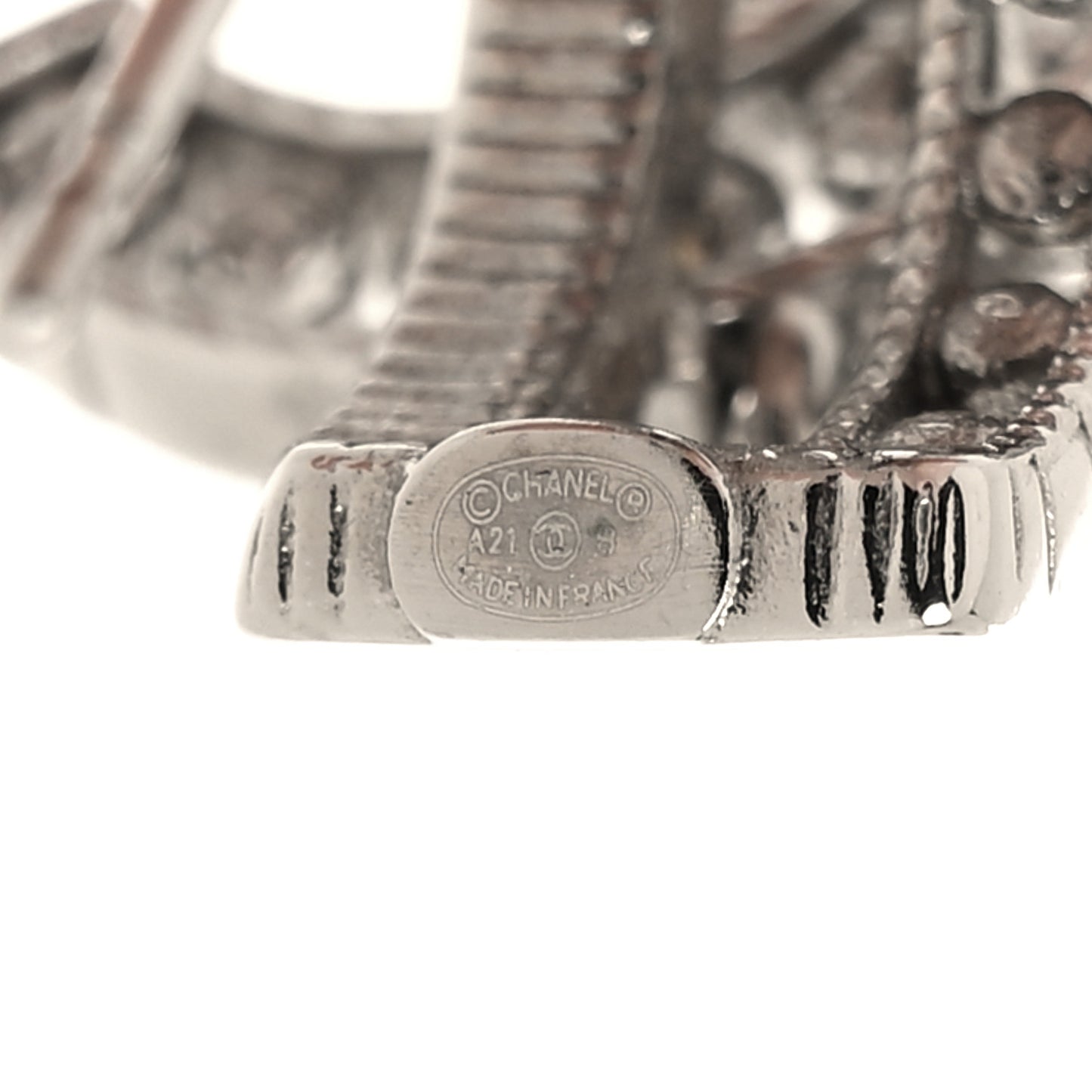 Crystal CC Drop Earrings Silver