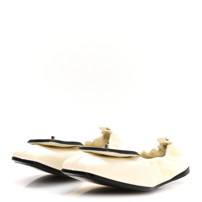 Chanel Lambskin CC Turnlock Ballerina Flats 37.5 Ivory Black 4 of 9