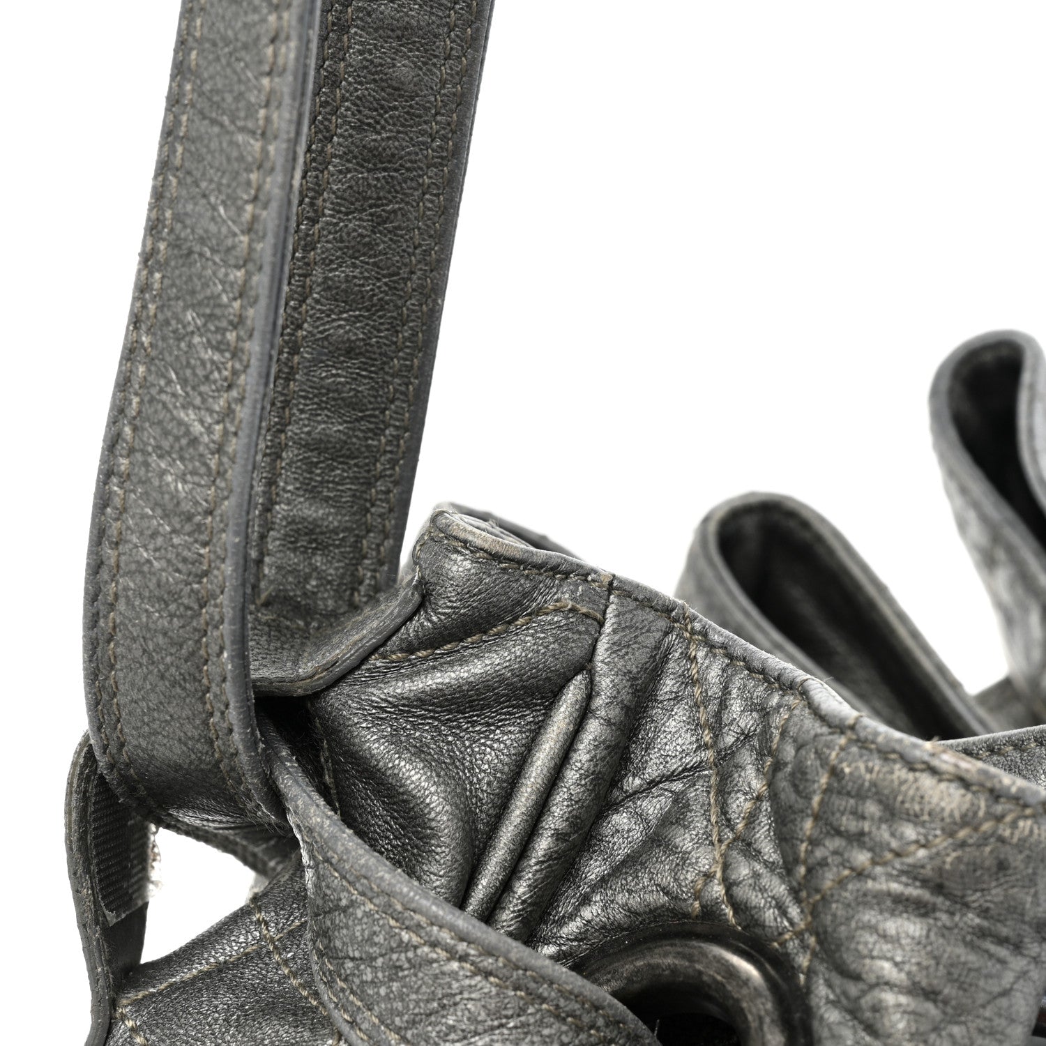 Christian Dior Metallic Lambskin Cannage Drawstring Bag Grey 15 of 21
