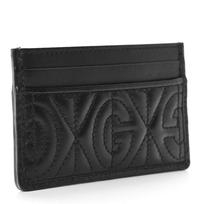 Gucci Calfskin G Rhombus Quilted Card Holder Black 3 of 6