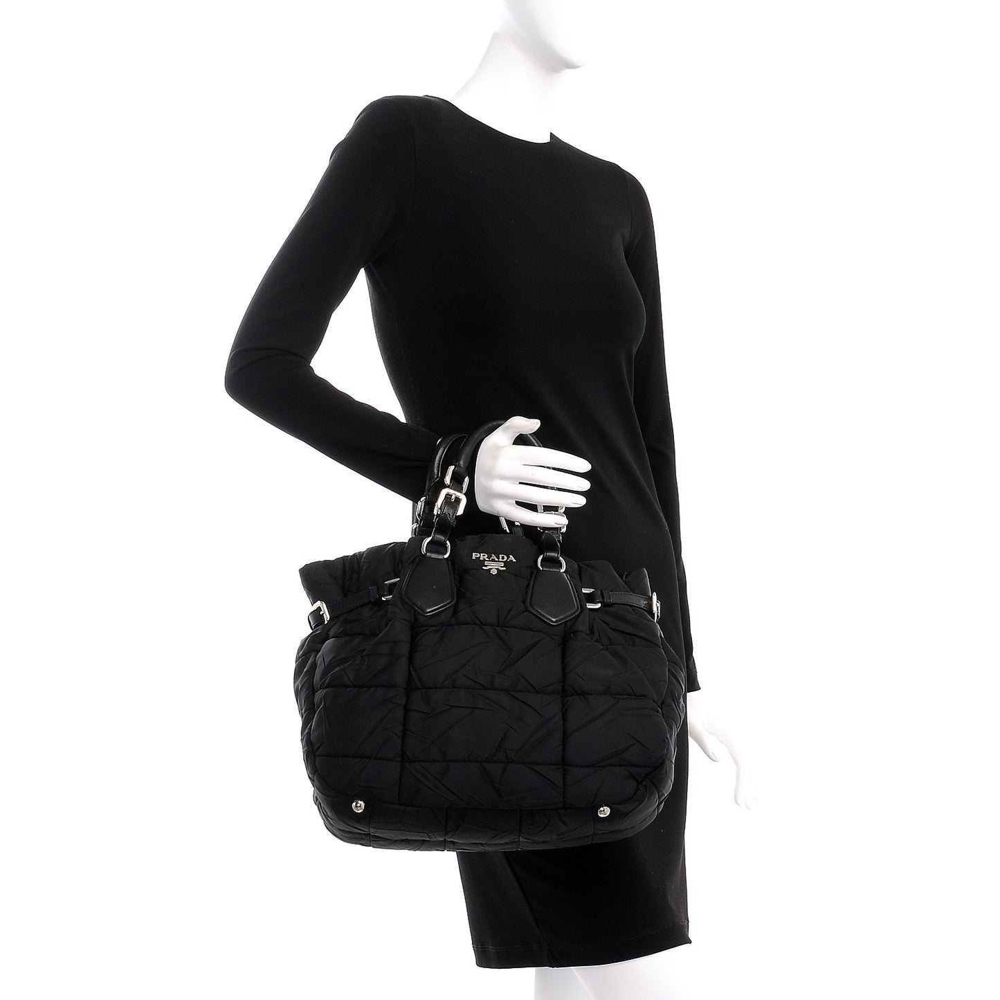 Tessuto Nylon Quilted Tote Nero Black