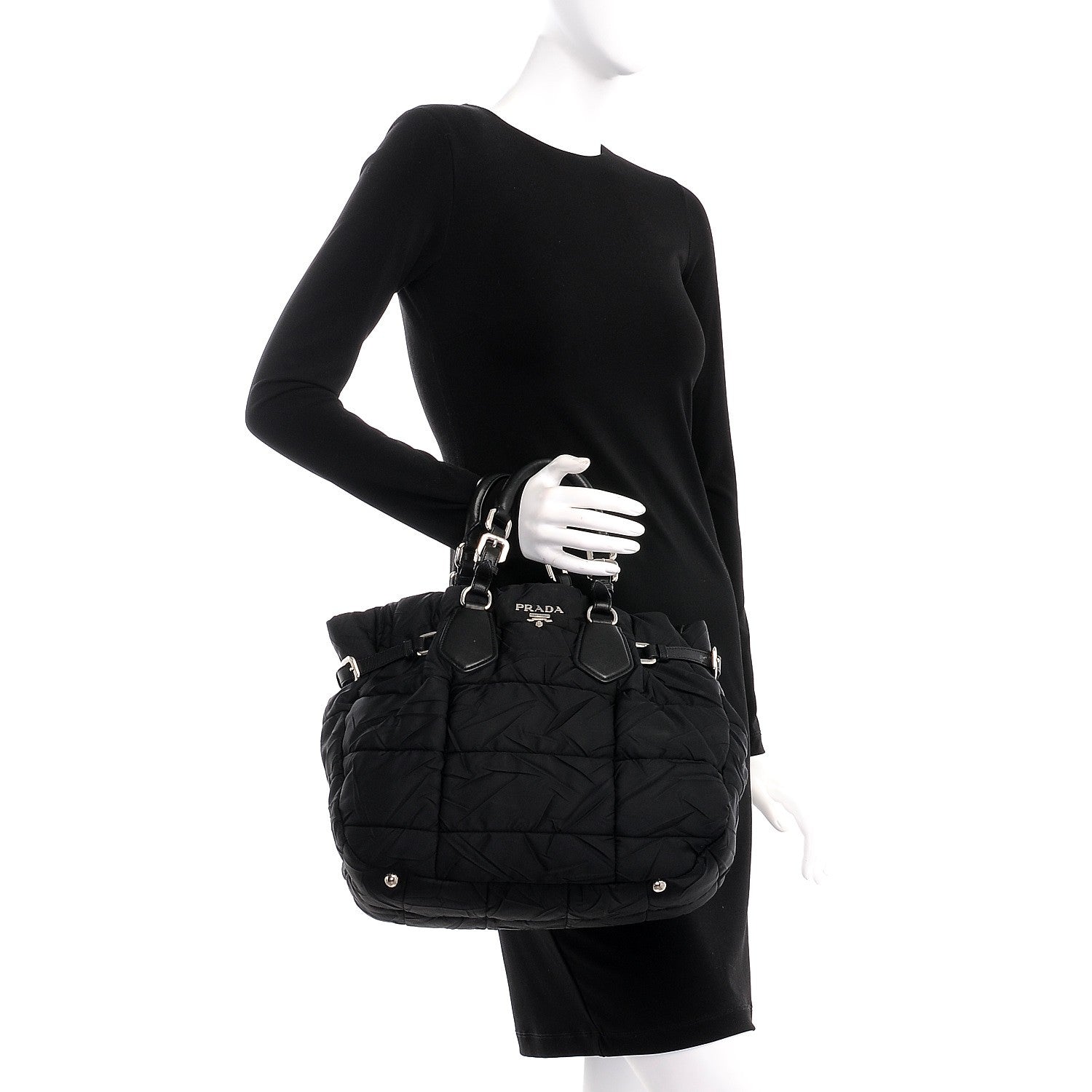 Prada Tessuto Nylon Quilted Tote Nero Black 3 of 8