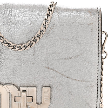 Miu Miu Metallic Goatskin Madras Ayers Crystal Embellished Shoulder Bag Cromo Pirite 11 of 11
