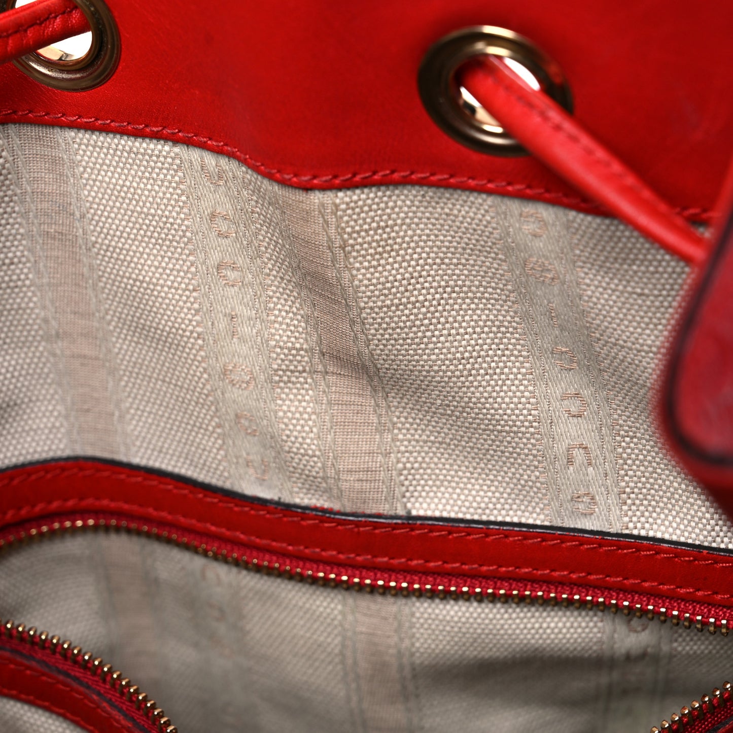 Bright Diamante GG Monogram Studded Medium Bucket Bag Red