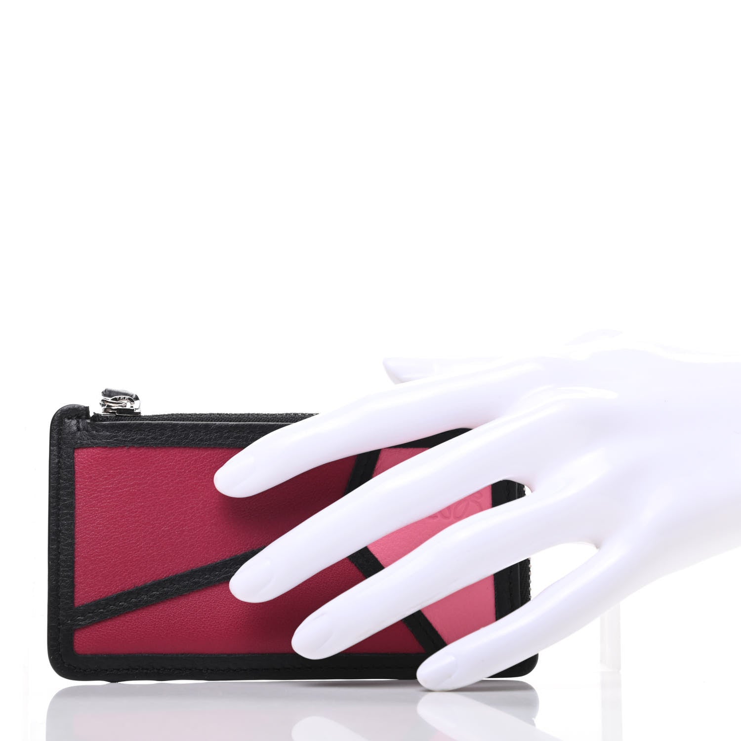 Loewe Calfskin Puzzle Colorblock Coin Card Holder Wild Rose Raspberry 2 of 7