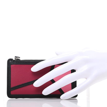 Loewe Calfskin Puzzle Colorblock Coin Card Holder Wild Rose Raspberry 2 of 7