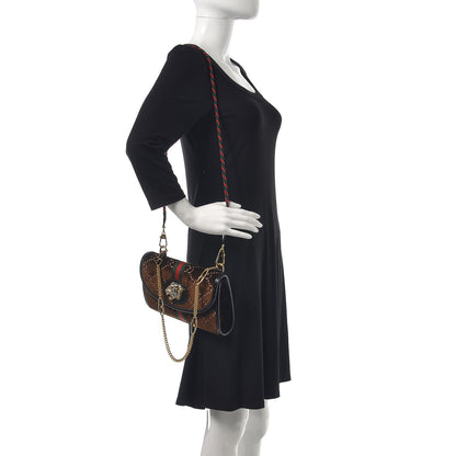 Gucci Velvet GG Monogram Web Small Rajah Slim Flap Shoulder Bag Brown Black 2 of 9