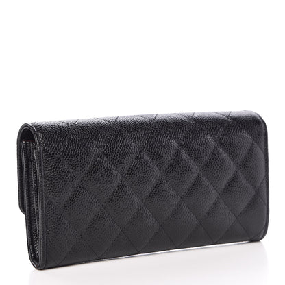 Chanel Caviar Quilted Large Gusset Flap Wallet Black 3 of 9